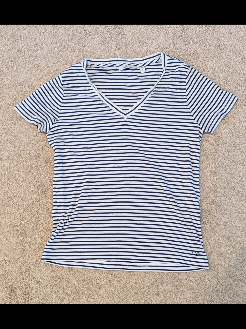 Vineyard Vines Navy & White Striped V-Neck Tee